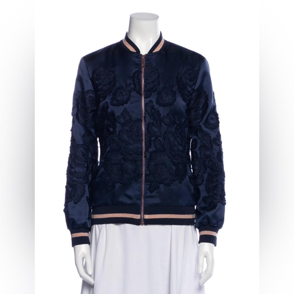 Ted Baker London Navy Floral Bomber Jacket - Picture 2 of 6